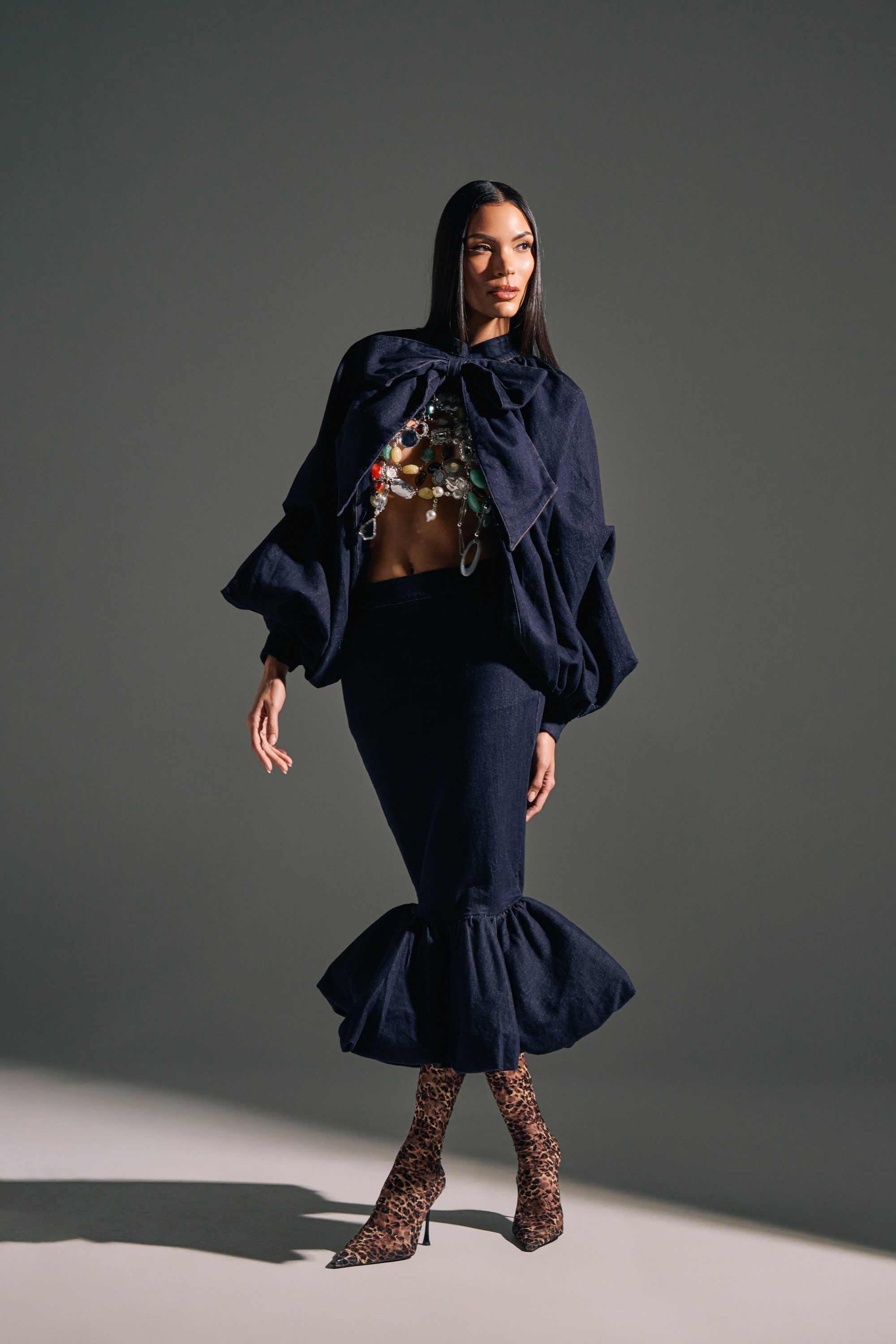 LET'S CHANGE IT UP DENIM MIDI SKIRT