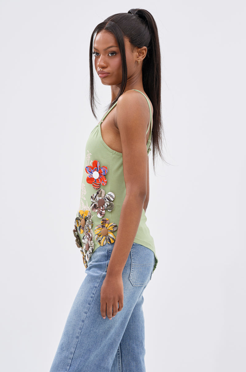 FOR THE FREE FLORAL EMBELLISHED TOP
