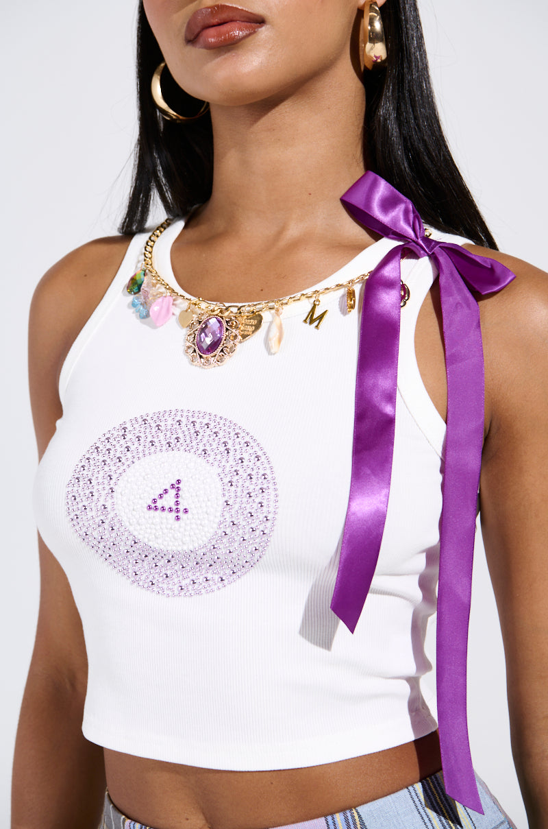 LUCKY FOUR RHINESTONE TANK
