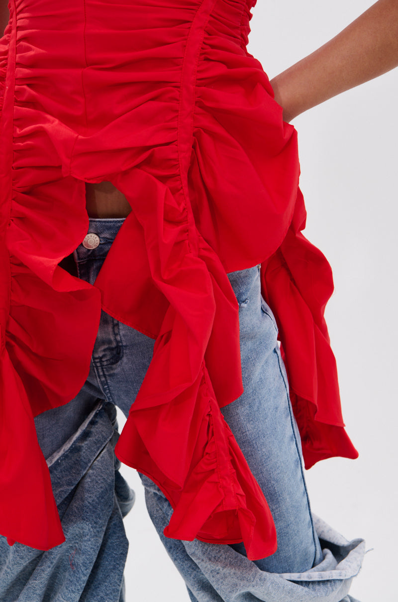 DROP IT RUCHED TANK TOP IN RED