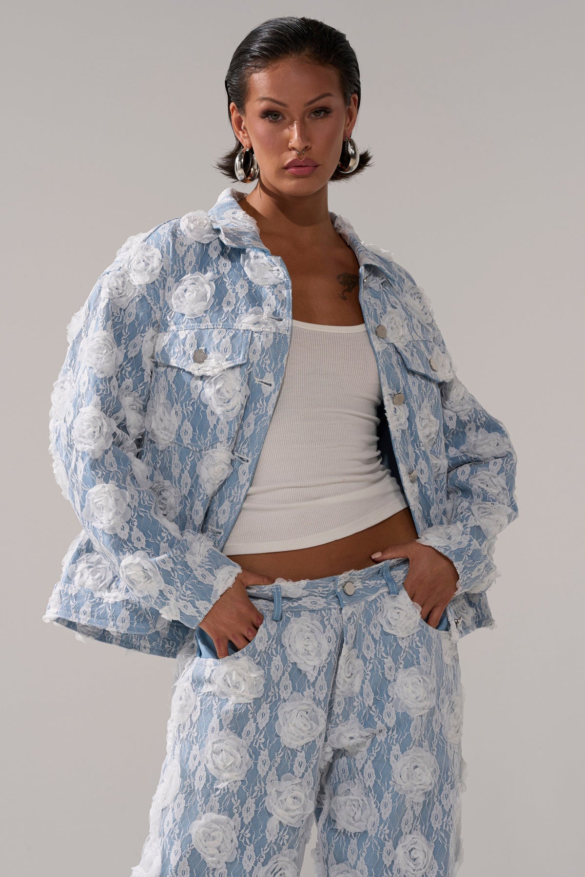 FOLLOW MY LEAD APPLIQUE DENIM JACKET