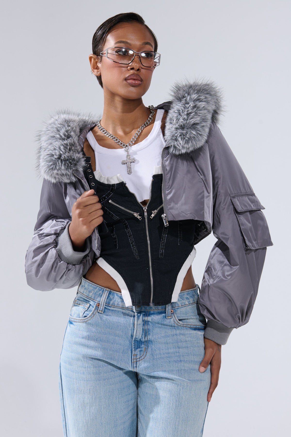 ITTY BITTY CROPPED BOMBER