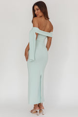 Aurora Sky Off-Shoulder Tie Maxi Dress Sage