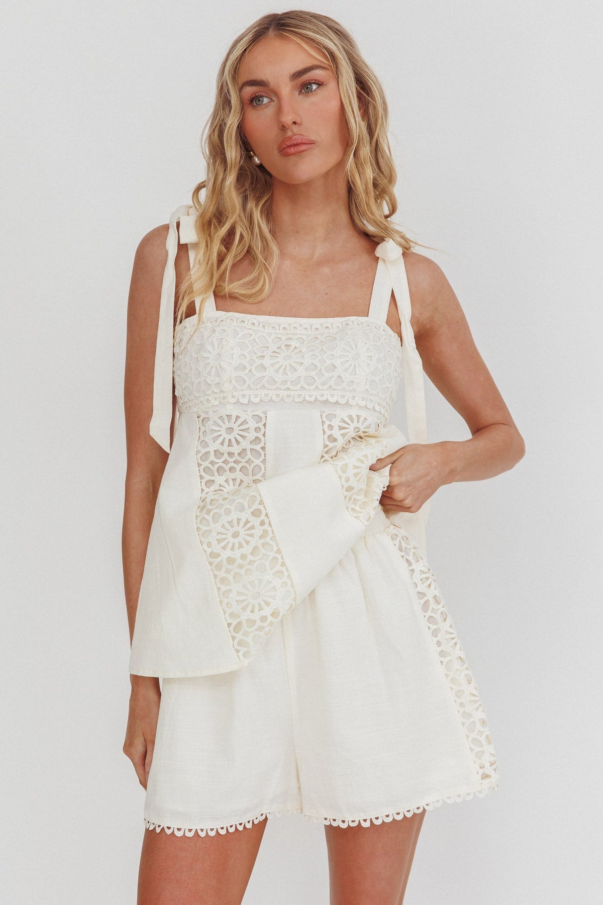 Baybreeze Lace Applique Shorts White