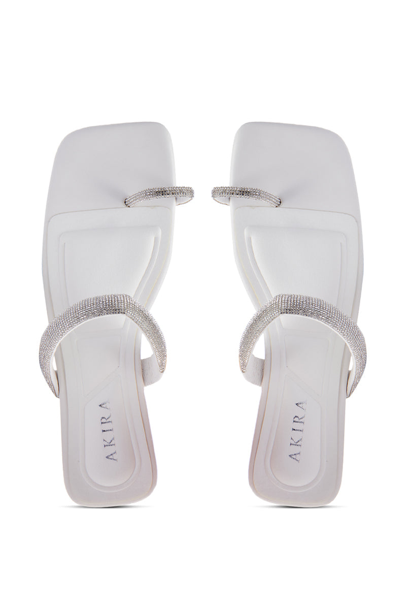 AKIRA LAVEDA WHITE EMBELLISHED FLAT SANDAL