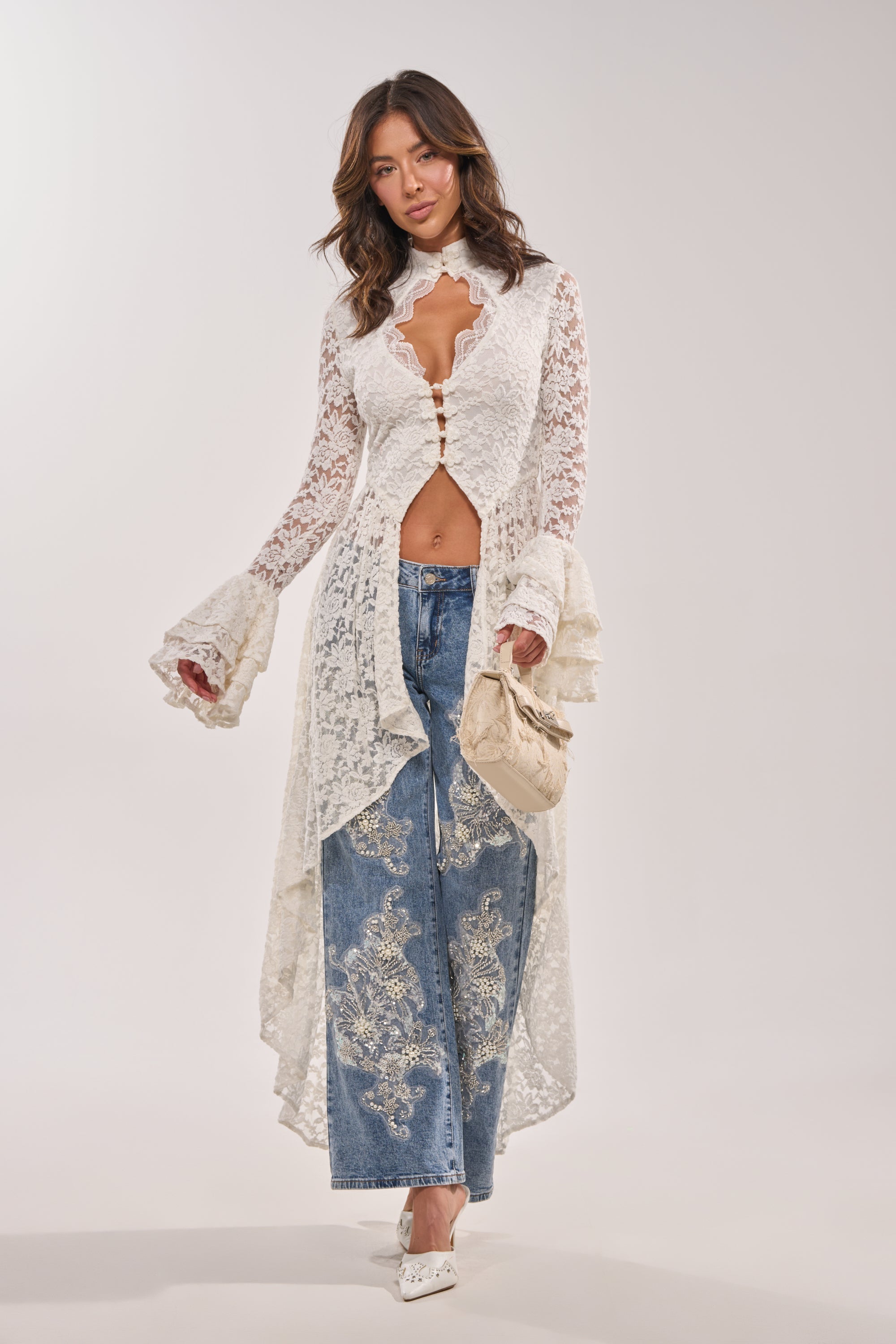 BILLIONAIRE BELLE RHINESTONE AND PEARL JEANS