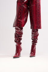 AZALEA WANG MITICA BURGUNDY PATENT SLOUCH BOOT