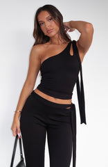 Reckless Romance One Shoulder Top Black