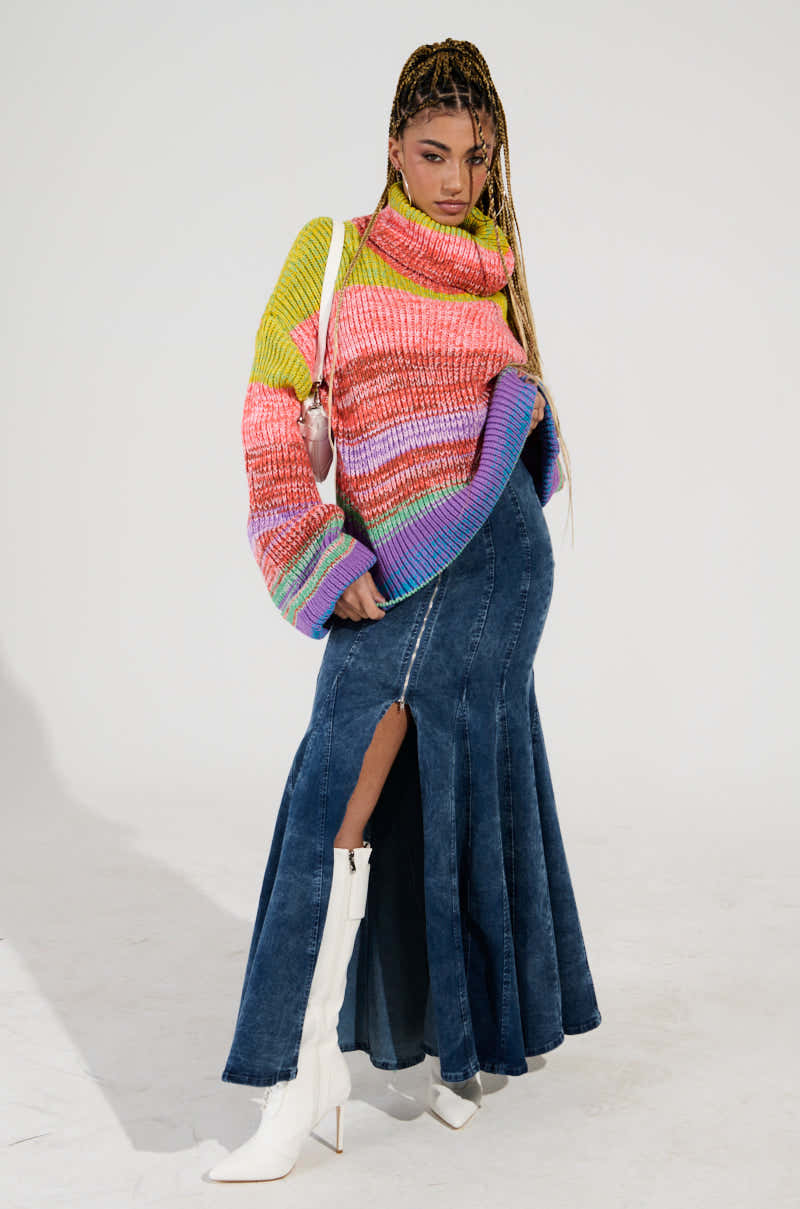 LOOK AT ME CHUNKY MULTI COLOR KNIT SWEATER