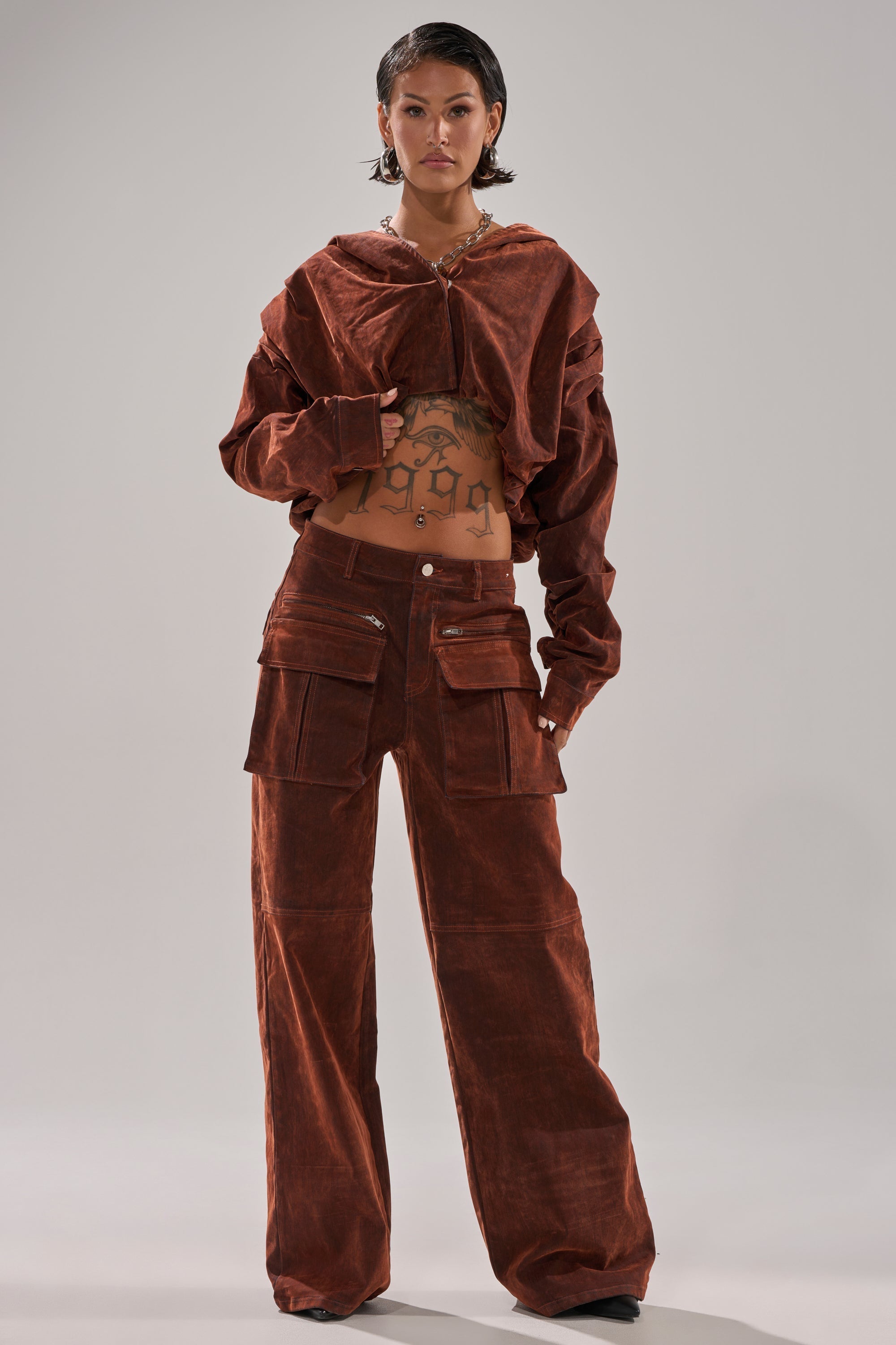 THINK ABOUT YOU ALL THE TIME VELVET DENIM LONG SLEEVE TOP
