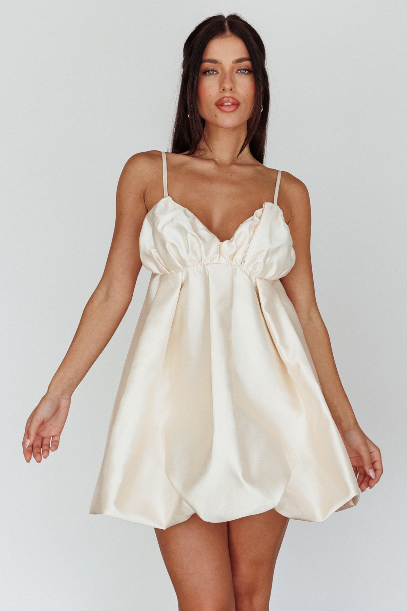 Cannes Hardly Wait Puffed Hem Mini Dress Vanilla