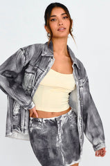 Decoy Distressed Jean Jacket Black/White