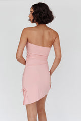 Cadiz Strapless Ruched Mini Dress Pink