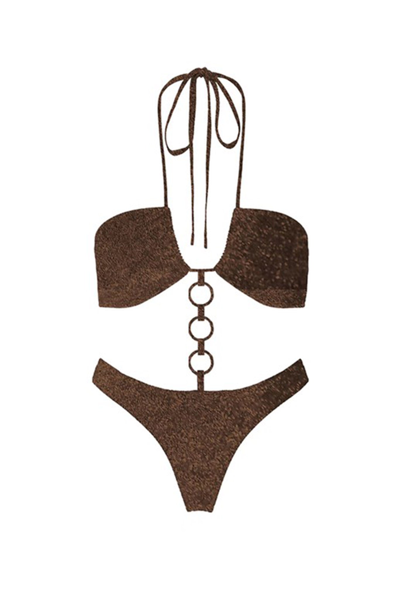 Barbados Halterneck One Piece Swimsuit Brown