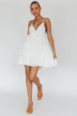 Dellia Tiered Ruffle Mini Dress Off White