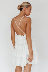 Dellia Tiered Ruffle Mini Dress Off White