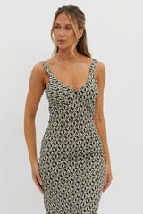 Avenue Thick Strap Midi Dress Print Solna
