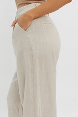 Dodie Straight Leg Trouser Pants Linen Oat