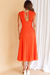 Cape Cod Drawstring Accent Midi Dress Tangerine