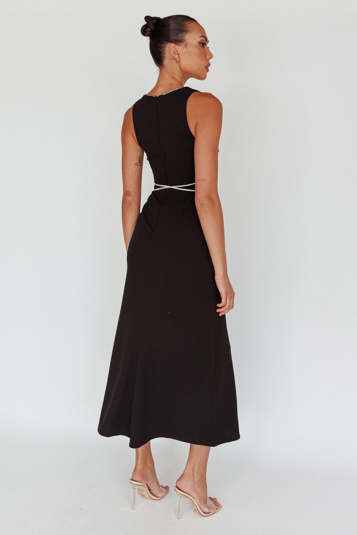 Del Sol Diamante Rope Maxi Dress Black