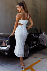 Acapulco Cami Strap Cut-Out Waist Sequin Midi Dress Silver
