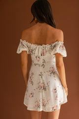 Belle Fleur Tied Bust Mini Dress Floral White