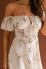 Belle Fleur Tied Bust Mini Dress Floral White
