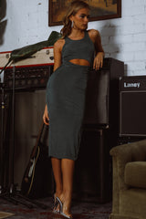 Dominique Cut-Out Twist Midi Dress Olive