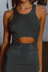 Dominique Cut-Out Twist Midi Dress Olive