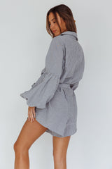 Daytona Beach Long Sleeve Shirt Romper Pinstripe