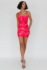 Daydreaming Ruched Mini Dress Floral Pink