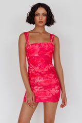 Daydreaming Ruched Mini Dress Floral Pink