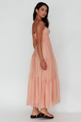 Doe Tie Bust Maxi Dress Apricot