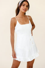 Charmed Pintuck Pleat Spaghetti Strap Dress White