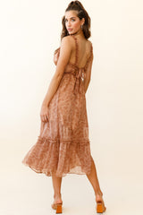 Anyah Frill Detail Tie Back Maxi Dress Paisley Print Tan