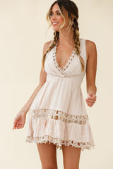 Chloye Sleeveless Lace-Up Back Dress Nude