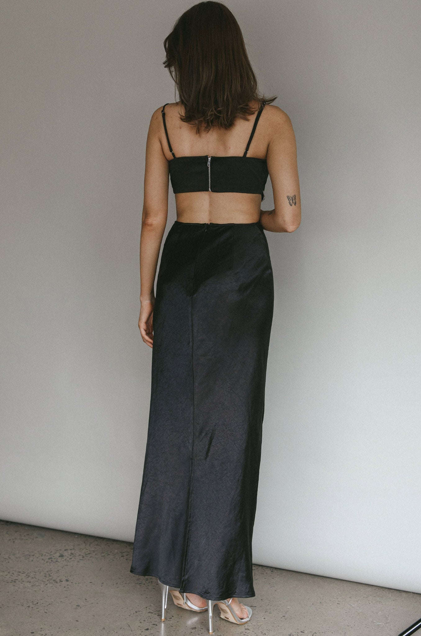Aurelia Diamante Bow Maxi Dress Black