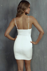 Bellini Lace-Up Front Mini Dress White