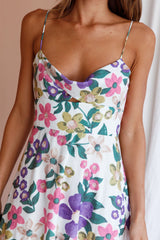 Beachside Flounce Hem Maxi Dress White Floral