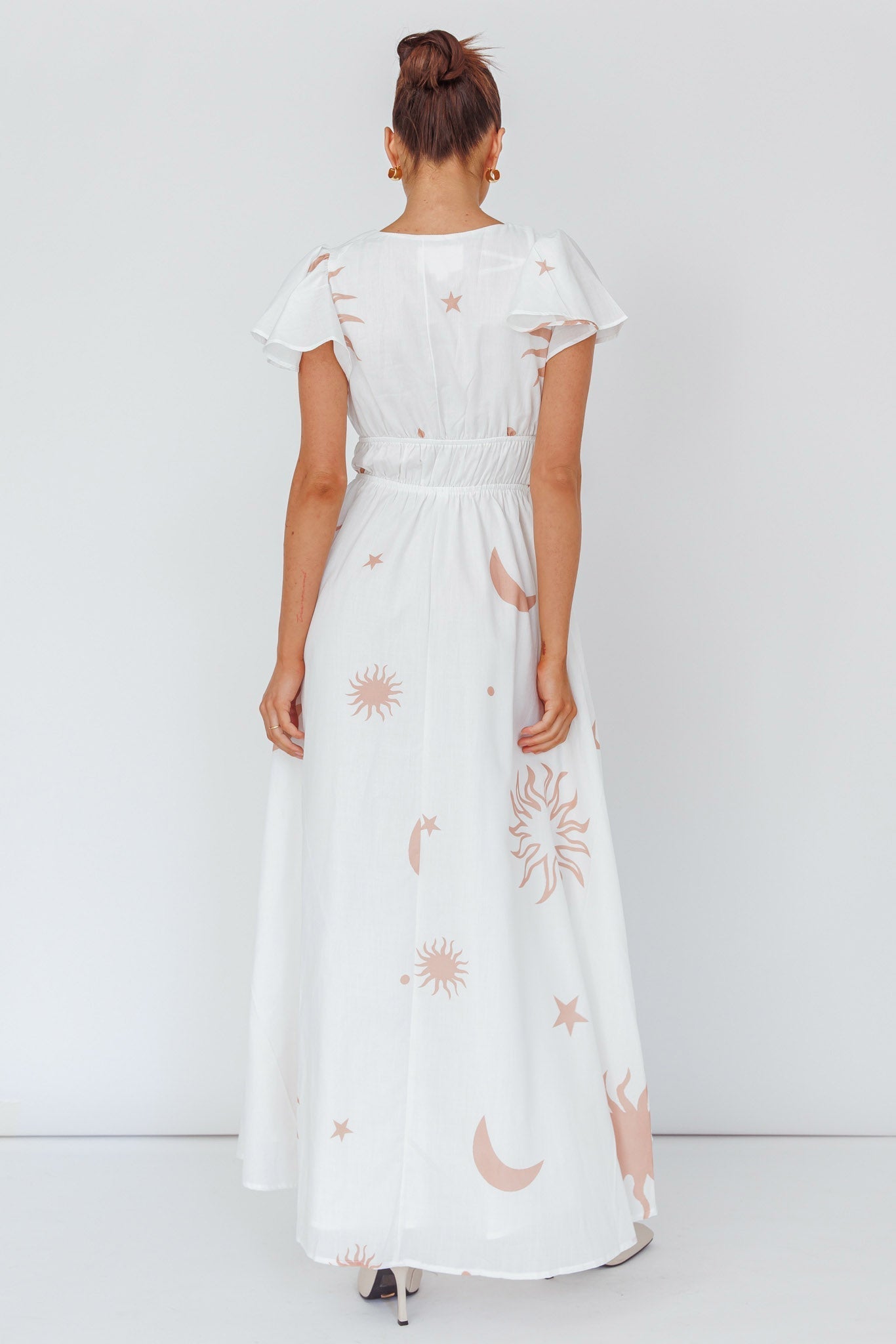 Carnivale Angel Sleeve Maxi Dress White/Beige