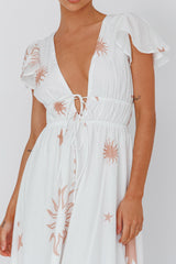 Carnivale Angel Sleeve Maxi Dress White/Beige