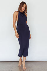 Caden Backless Halterneck Dress Navy