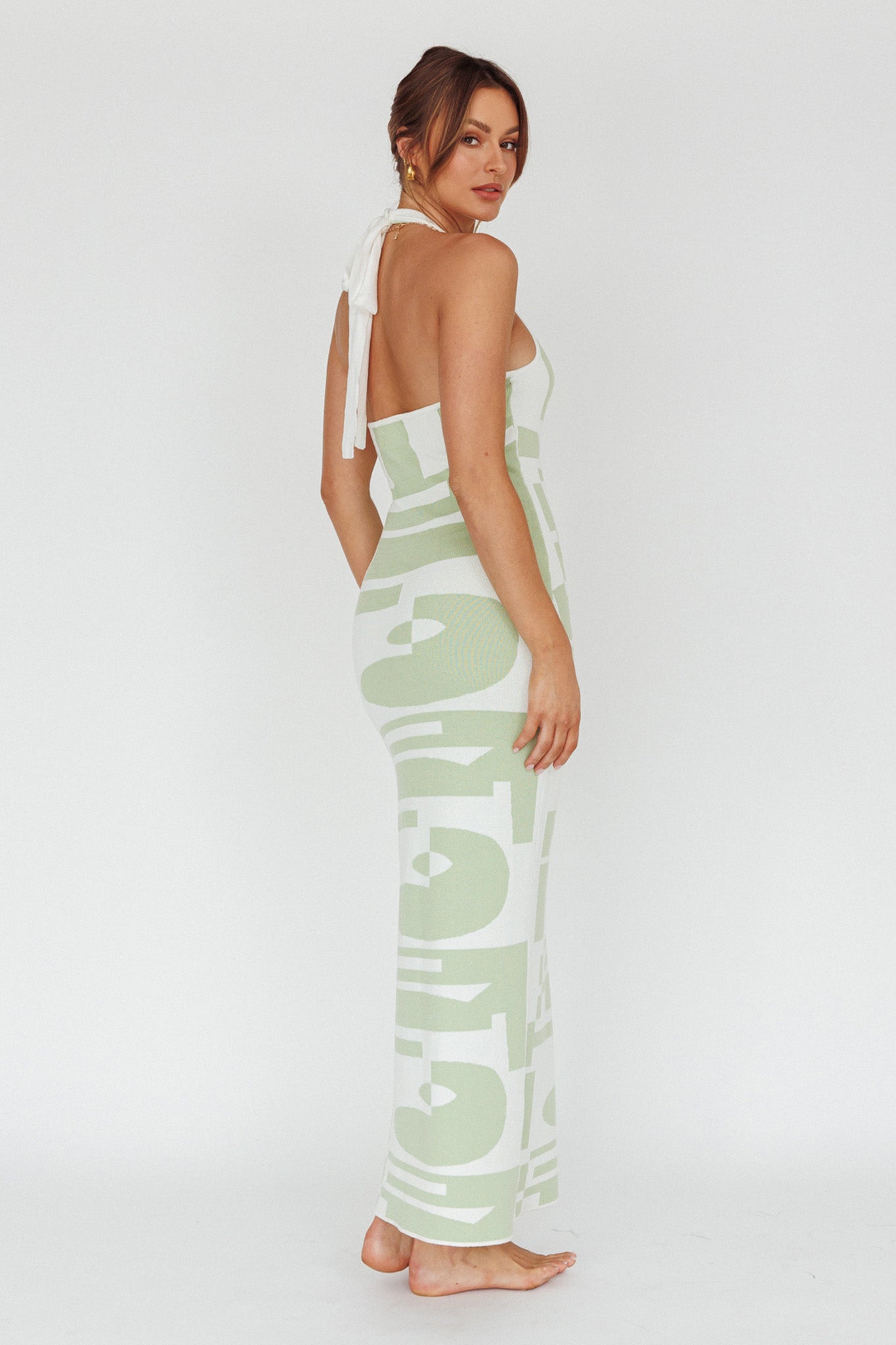 Desert Daze Halterneck Knit Dress Sage