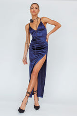 Cierra Thigh Split Maxi Dress Navy