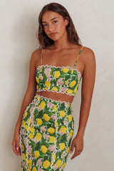 Chamberlain Scallop Trim Crop Top Citrus Lemon