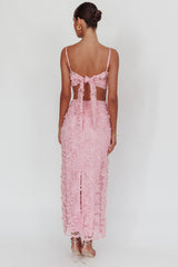Casi Palm Tree Embroidered Maxi Skirt Baby Pink