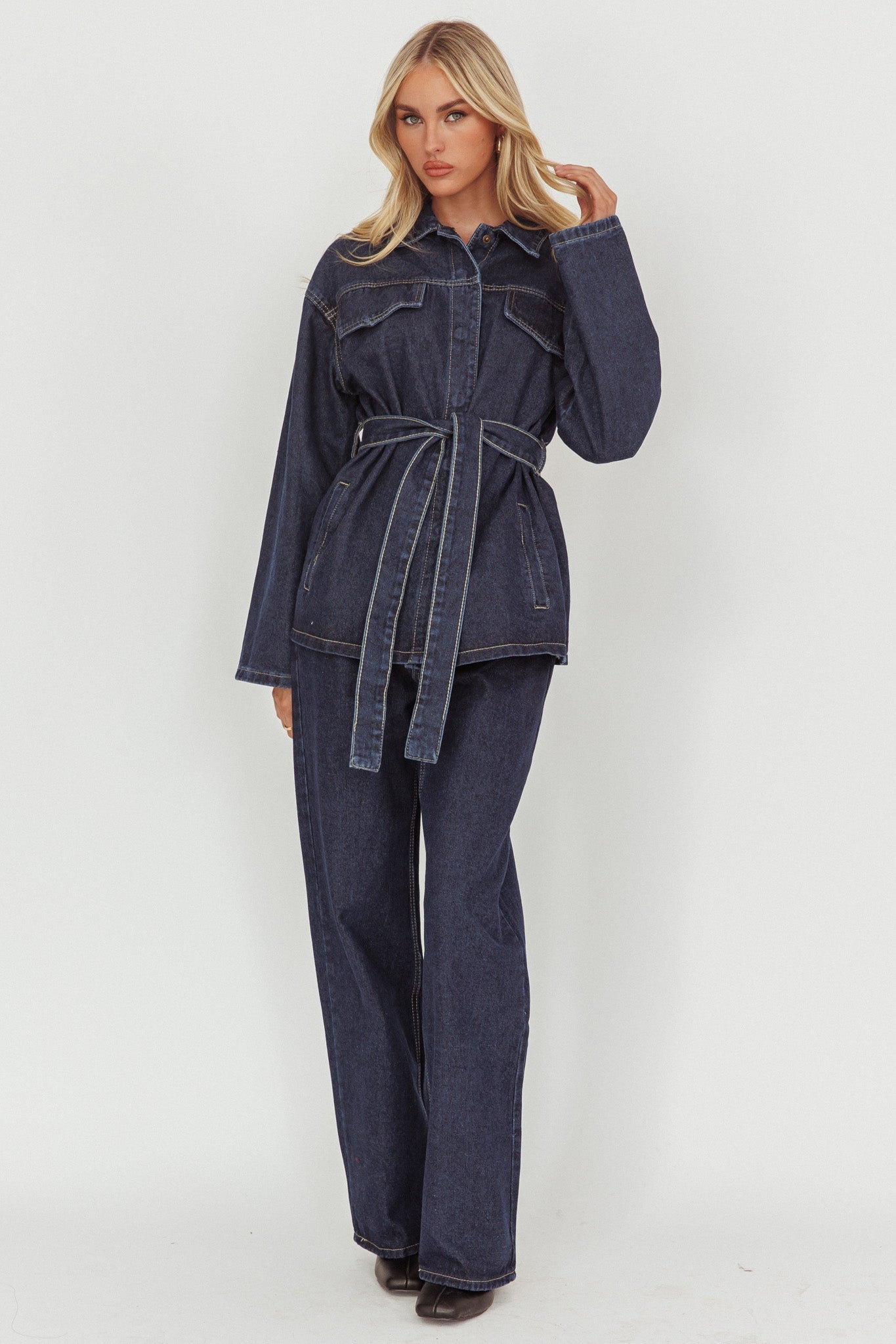 Belisse Straight Leg Pants Denim Blue