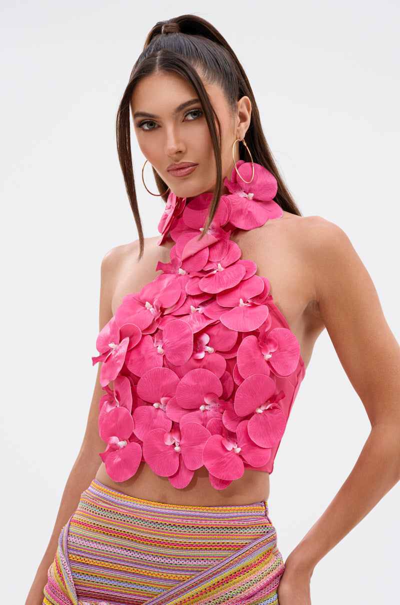 FLOWER BOMB TOP IN FUCHSIA