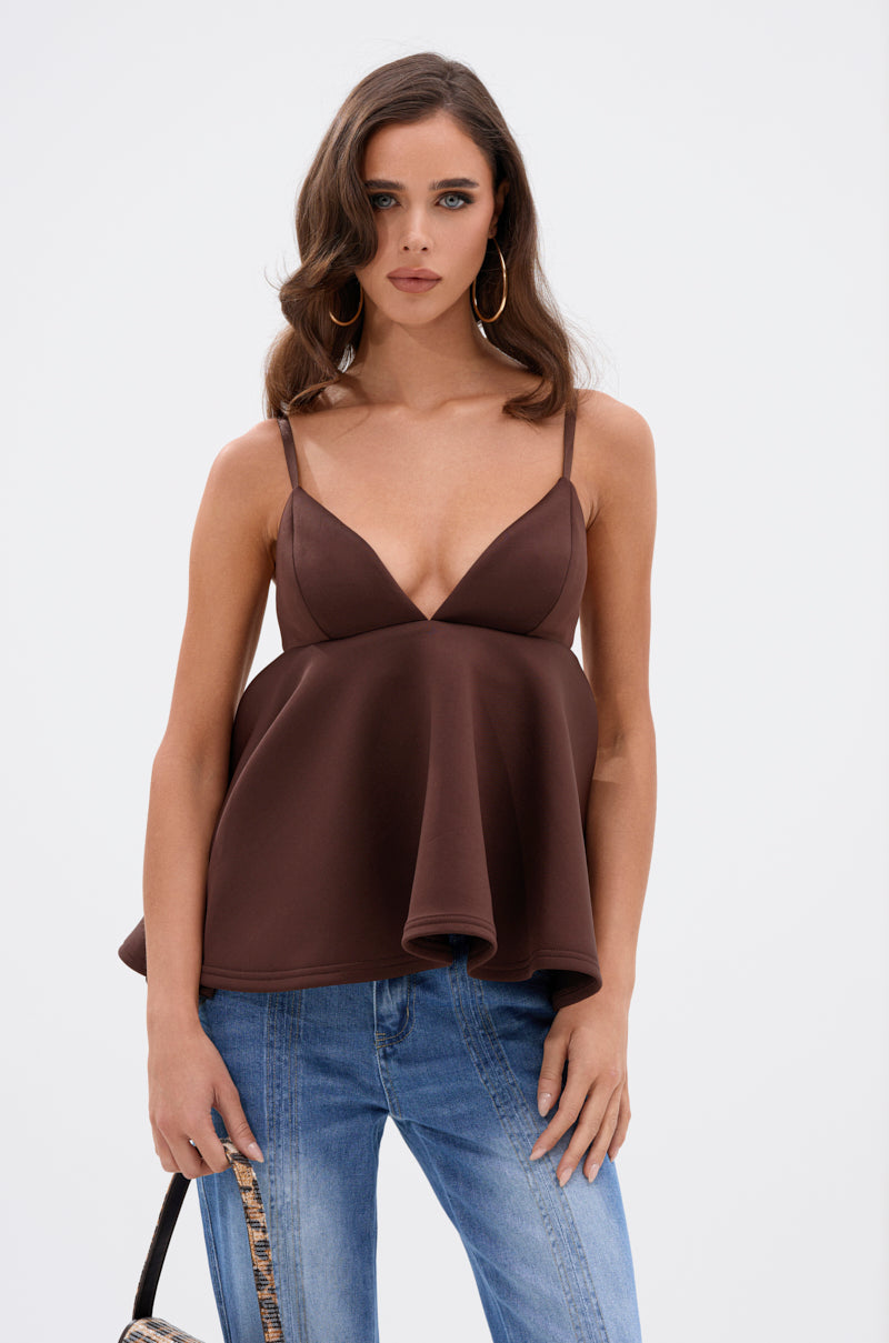 BIBI SCUBA CAMI TOP IN BROWN