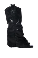 ETRO PEEP TOE MID CALF BOOT IN BLACK